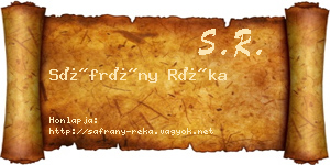 Sáfrány Réka névjegykártya